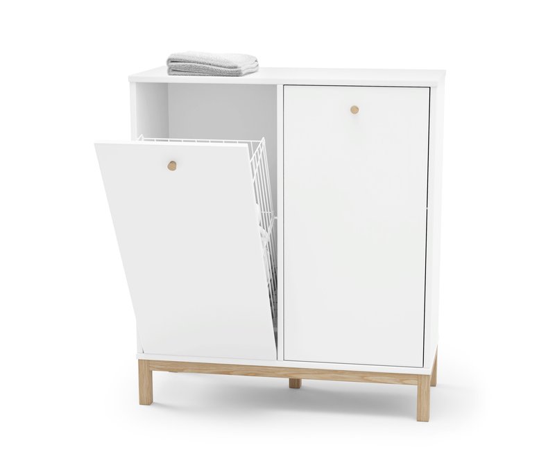 Tchibo - Wäschekorbregal - 80,5x34,5x90cm - braun - Holz / Eichenholz / Stahl