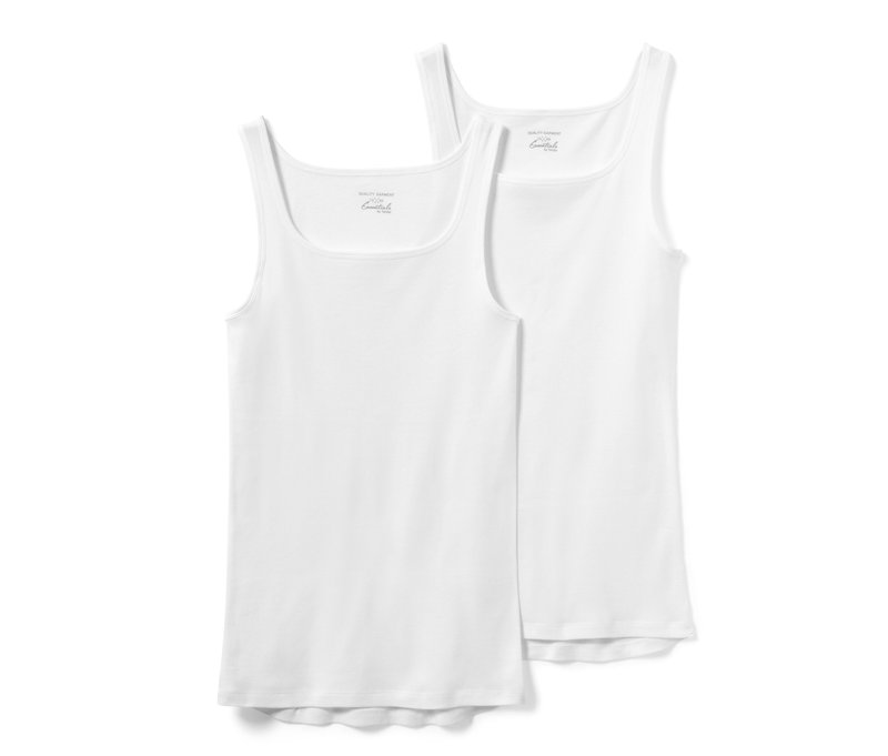 Tchibo - 2 Qualitäts-Feinripp-Unterhemden - Herren - Gr. M/5 - weiß