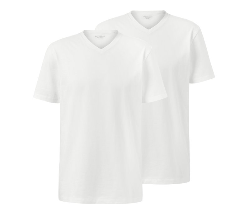 Tchibo - 2 T-Shirts mit V-Ausschnitt - Herren - Gr. 4XL - weiß