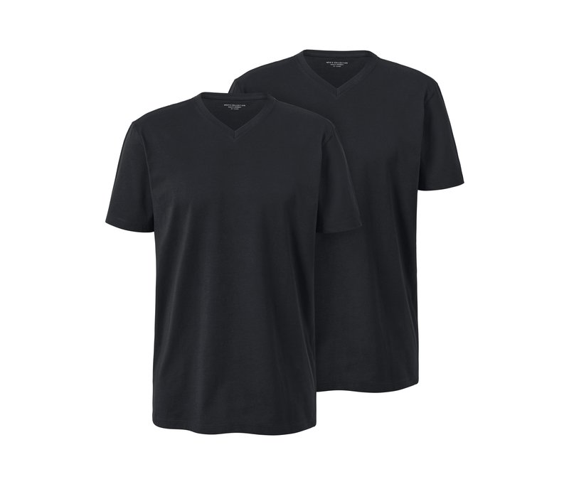 Tchibo - 2 T-Shirts mit V-Ausschnitt - Herren - Gr. 3XL - schwarz
