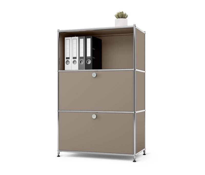 Tchibo - Regal Metall »Cn3« mit 2 Klappenfächern - 77x40x120,5cm - taupe - Stahl / Aluminium / Kunststoff