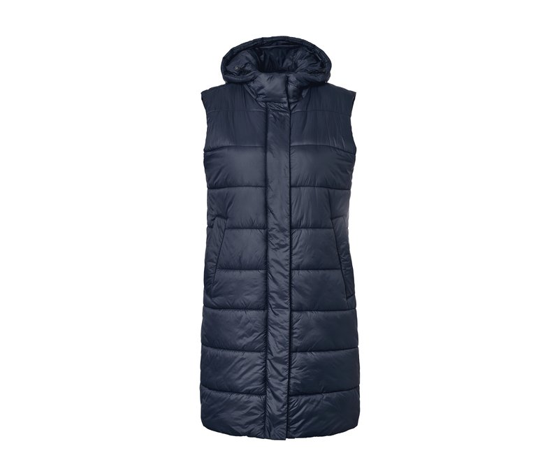 Tchibo - Lange Steppweste mit Kapuze - Damen - Gr. 34 - dunkelblau