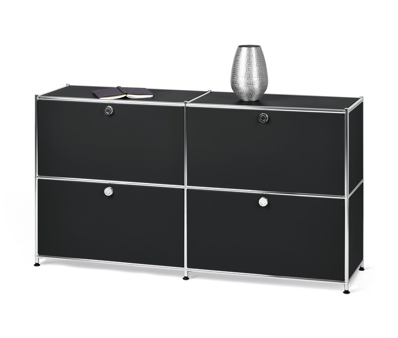Tchibo - Sideboard »Cn3« mit vier Klappen - 152x40x82,5cm - schwarz - Stahl / Aluminium / Kunststoff