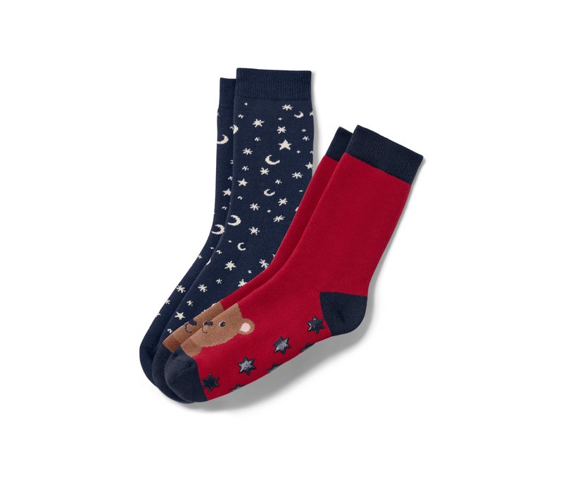 Tchibo - 2 Paar Kinder-Antirutsch-Socken - Herren - Gr. 19-22 - weiß/jacquard