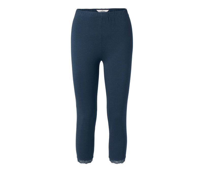 Tchibo - 3/4-Leggings mit Spitzenborte - Damen - Gr. S - dunkelblau