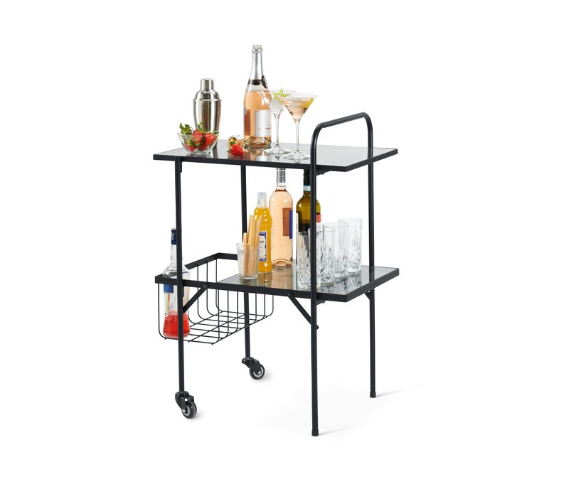 Tchibo - Servierwagen - 60x43,5x85,5cm - schwarz - Stahl / Glas / Glas
