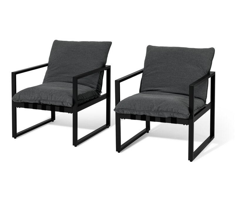 Tchibo - 2 Relax-Sessel mit Creacryl®-Allwetterstoff - 73,5x80x90cm - schwarz - Aluminium / Acryl / Polypropylen