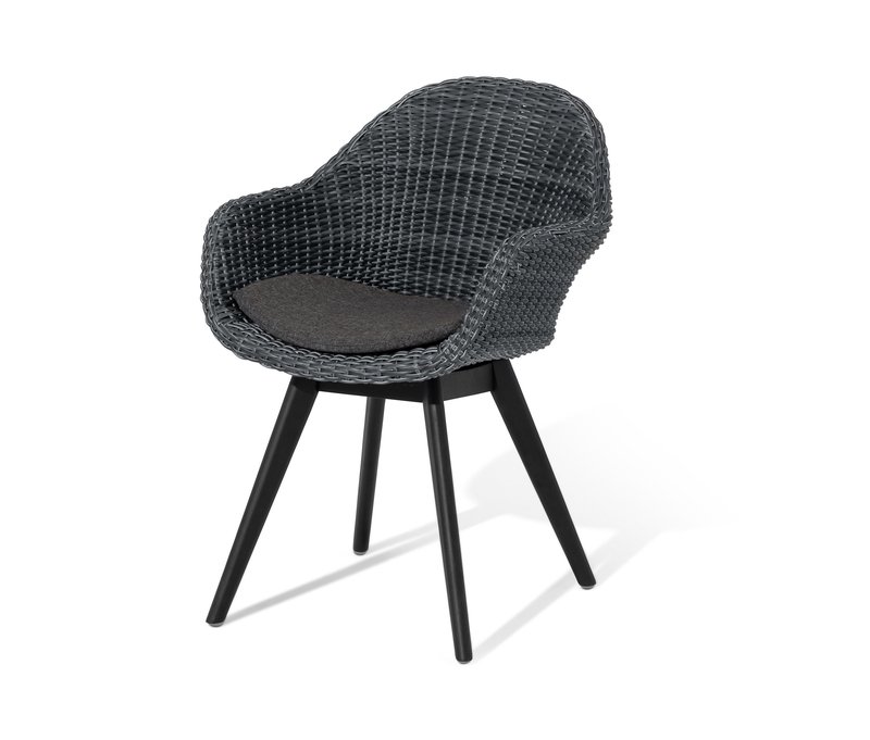 Tchibo - Schalenstuhl mit Polyrattangeflecht - 59,5x61,5x84,5cm - anthrazit - Eukalyptus-Massivholz / Polyethylen / Stahl