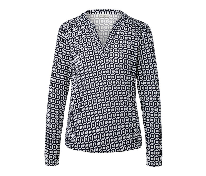 Tchibo - Bedrucktes Blusenshirt - Damen - Gr. L - dunkelblau/print