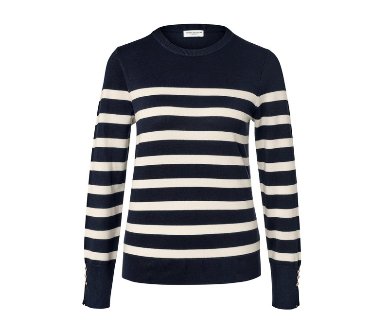 Tchibo - Gestreifter Feinstrickpullover - Damen - Gr. L - dunkelblau/gestreift