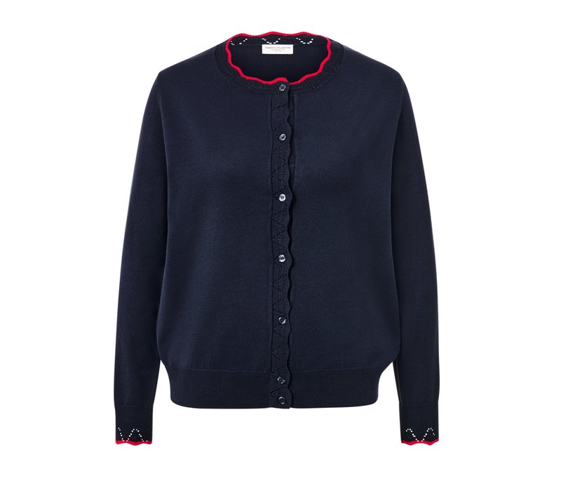 Tchibo - Feinstrick-Cardigan mit Wellenkante - Damen - Gr. M - dunkelblau