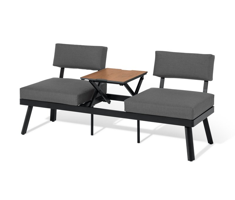 Tchibo - 2-in-1-Sofa-Liege mit hochklappbarem Mitteltisch - 185,5x70,5x78,5cm - schwarz - Aluminium / Polyester / Polypropylen