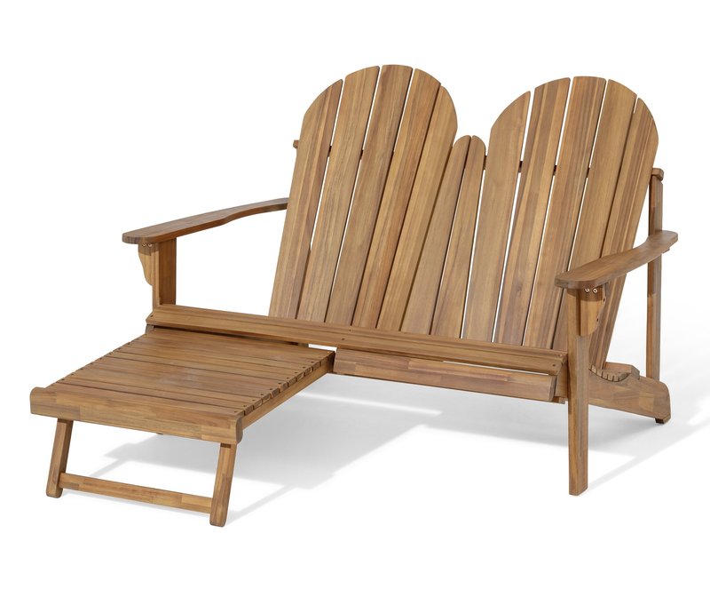 Tchibo - Doppel Adirondack Gartensessel mit ausziehbarer Fußlehne - 135x74,5x93cm - akazie - Akazienholz / Stahl / Polypropylen