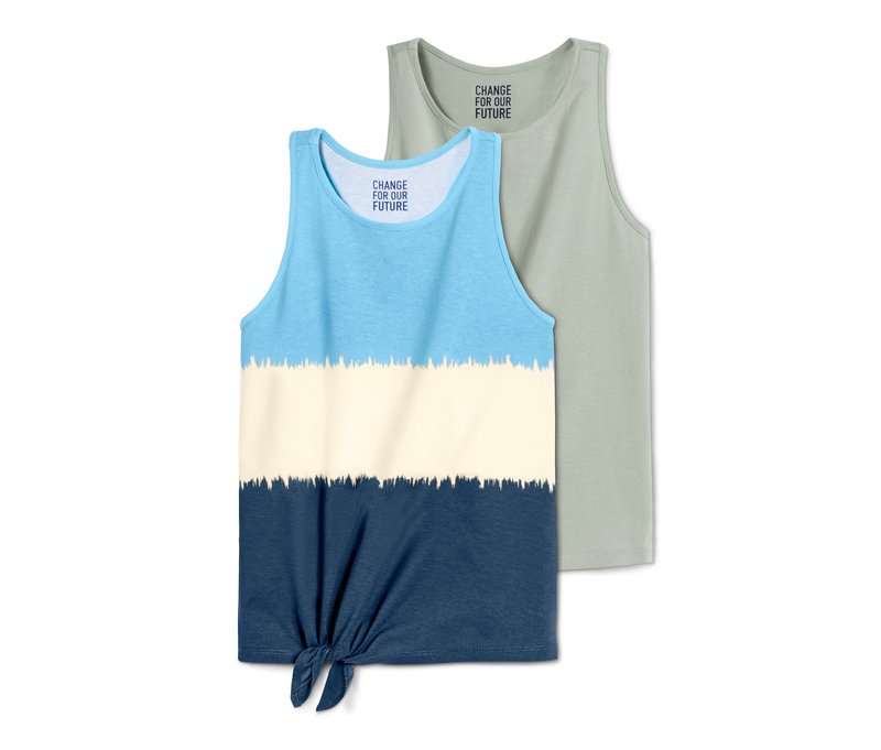 Tchibo - 2 Tops - Mädchen - Gr. 158/164 - hellblau