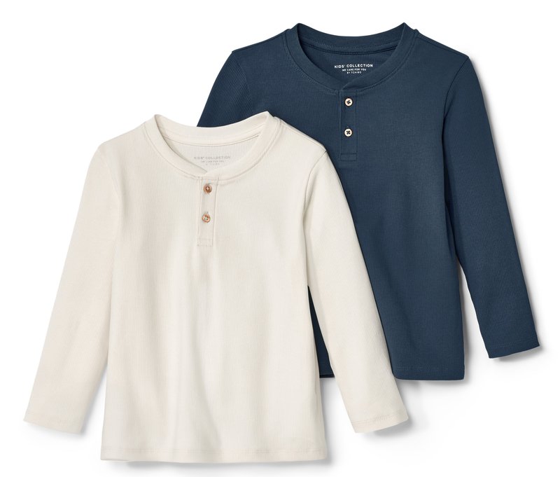 Tchibo - 2 Kinder-Henley-Shirts mit Rippstruktur - Jungen - Gr. 98/104 - creme