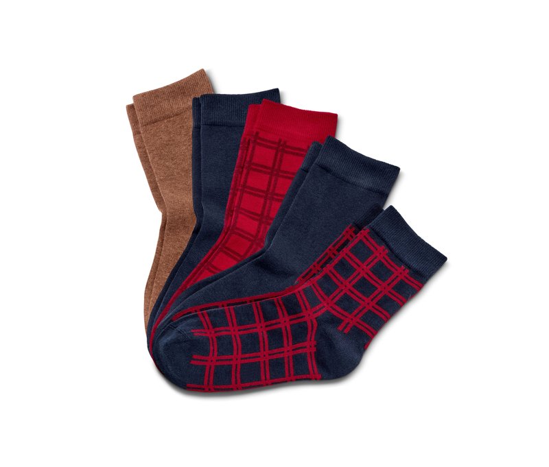Tchibo - 5 Paar Socken - Damen - Gr. 35-38 - dunkelblau/kariert