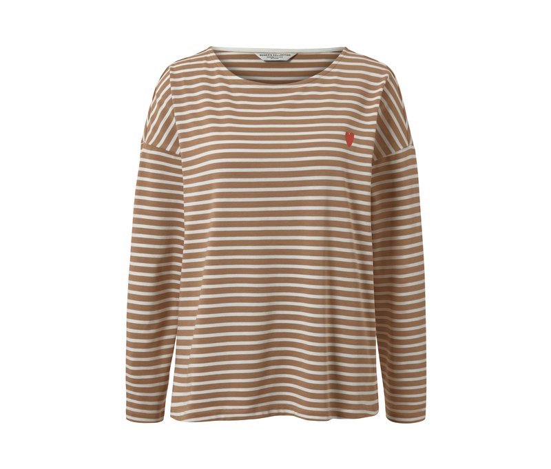 Tchibo - Gestreiftes Langarmshirt - Damen - Gr. L - creme/gestreift