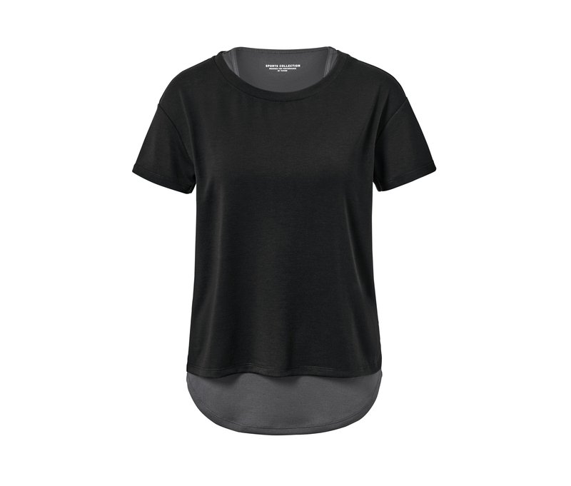 Tchibo - 2-in-1-Kurzarm-Sportshirt - Damen - Gr. XS - schwarz