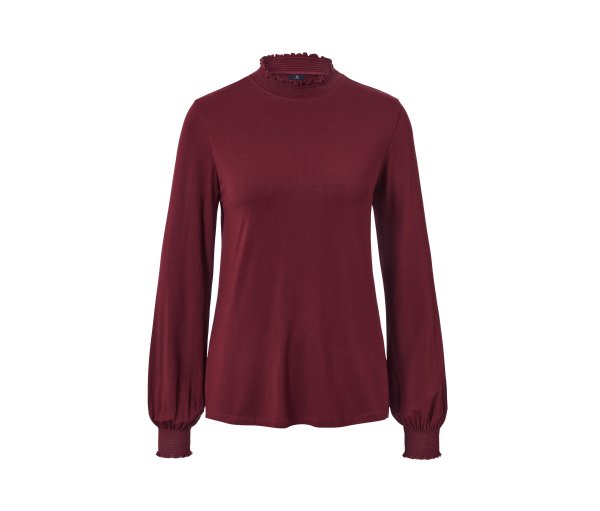 Tchibo - Blusenshirt mit Stehkragen - Damen - Gr. L - dunkelrot