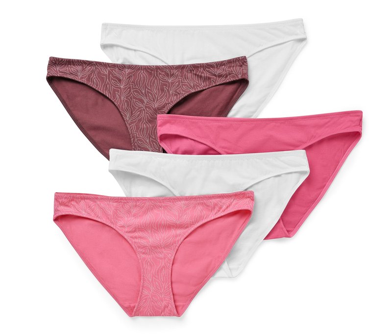 Tchibo - 5 Slips - Damen - Gr. XL - weiß/print