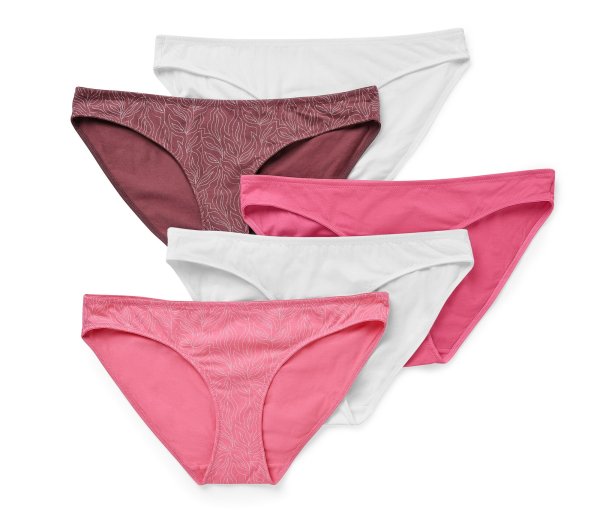 Tchibo - 5 Slips - Damen - Gr. S - weiß/print