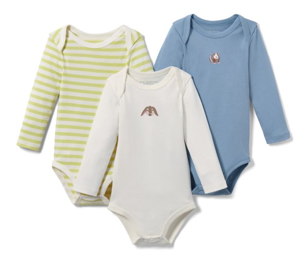 Tchibo - 3 Baby-Langarmbodys - Herren - Gr. 86/92 - hellblau/print