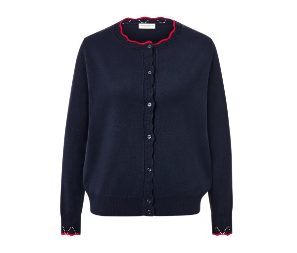 Tchibo - Feinstrick-Cardigan mit Wellenkante - Damen - Gr. XL - dunkelblau