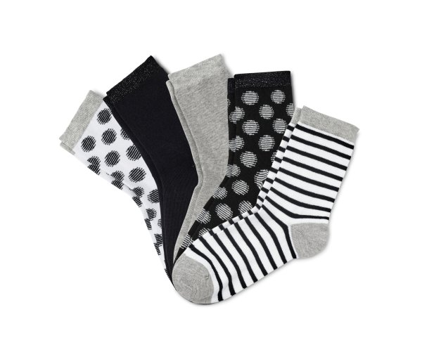 Tchibo - 5 Paar Socken - Damen - Gr. 27-30 - schwarz/gepunktet