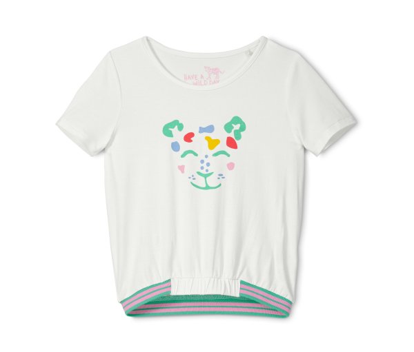 Tchibo - T-Shirt in Schlupfform - Mädchen - Gr. 98/104 - beige/print