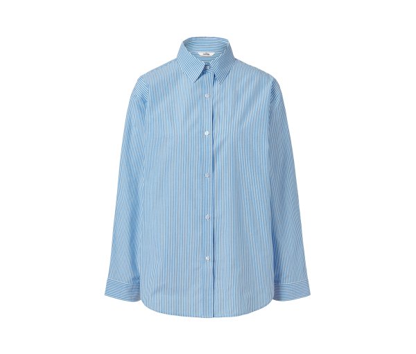 Tchibo - Popeline-Bluse - Damen - Gr. 44 - weiß/gestreift