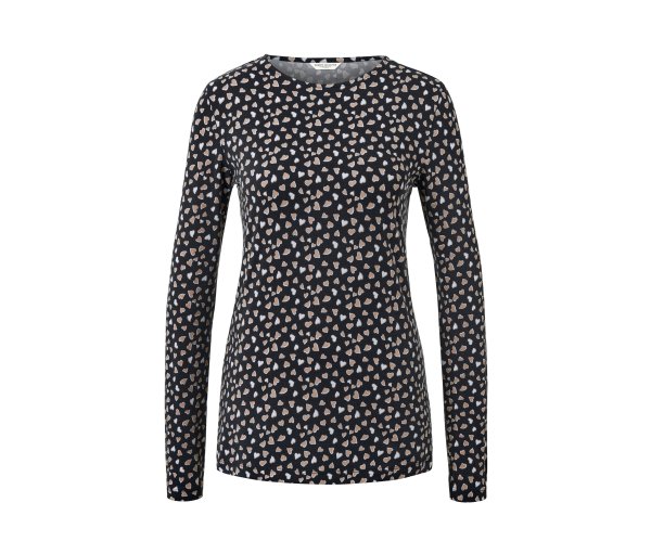 Tchibo - Langarmshirt mit Alloverprint - Damen - Gr. S - creme/print