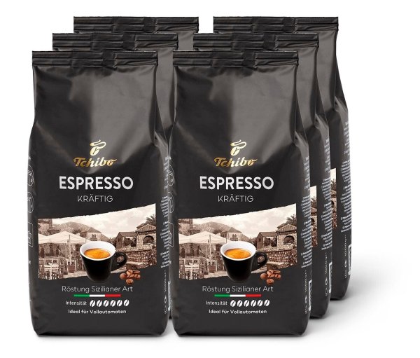 Tchibo - Espresso Kräftig - 6 x 1 kg Ganze Bohne - Intensität: 6/6