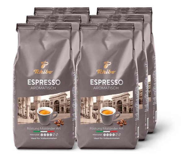Tchibo - Espresso Aromatisch - 6 x 1 kg Ganze Bohne - Intensität: 4/6