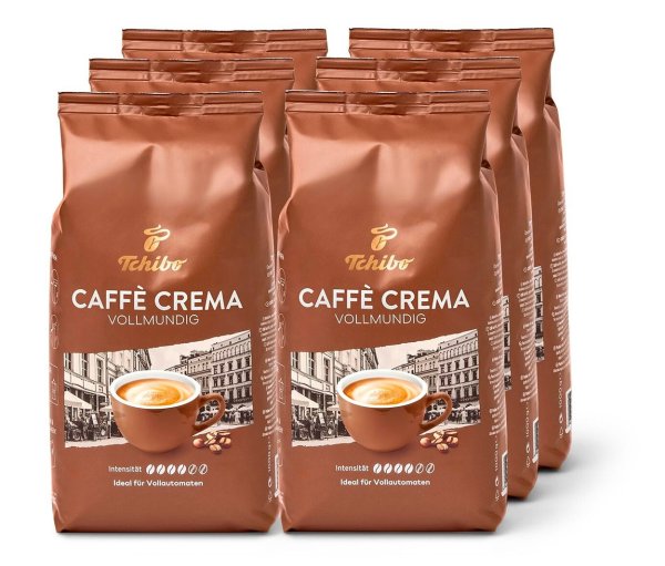 Tchibo - Caffè Crema Vollmundig - 6 x 1 kg Ganze Bohne - Intensität: 4/6