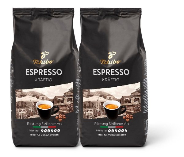 Tchibo - Espresso Kräftig - 2 x 1 kg Ganze Bohne - Intensität: 6/6