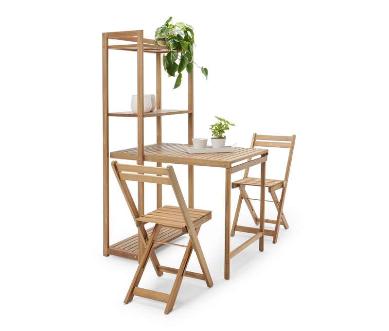 Tchibo - Balkon-Dining Set »Lenja« mit Regal - 70x35x160cm - braun - Akazienholz / Stahl / Polypropylen