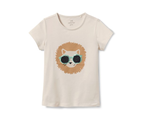 Tchibo - Kinder-T-Shirt mit Wendepailletten - Gr. 110/116 - beige