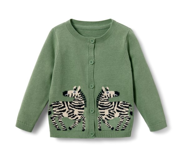 Tchibo - Kinder-Jacquard-Strickjacke - Gr. 110/116 - schwarz/jacquard