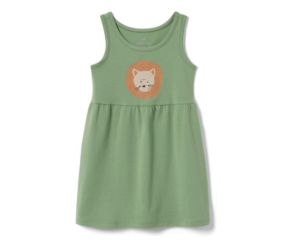 Tchibo - Kinder-Jerseykleid - Gr. 122/128 - grün/print