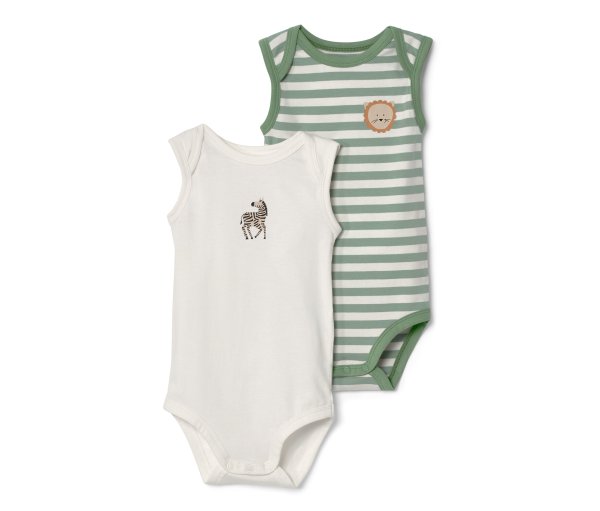 Tchibo - 2 Baby-Bodys mit Mitwachsfunktion - Baby - Gr. 74/80 - weiß/print