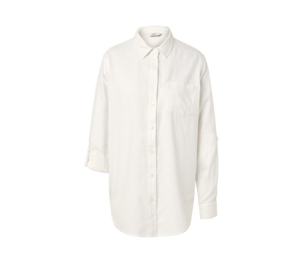 Tchibo - Lange Leinenbluse - Damen - Gr. 44 - weiß