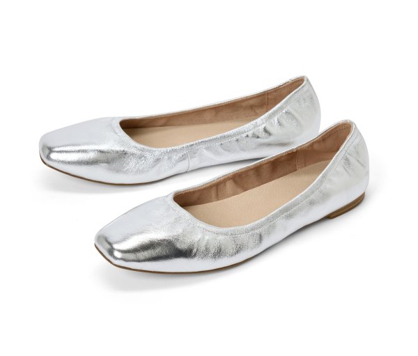 Tchibo - Leder-Ballerinas - Damen - Gr. 38 - silber