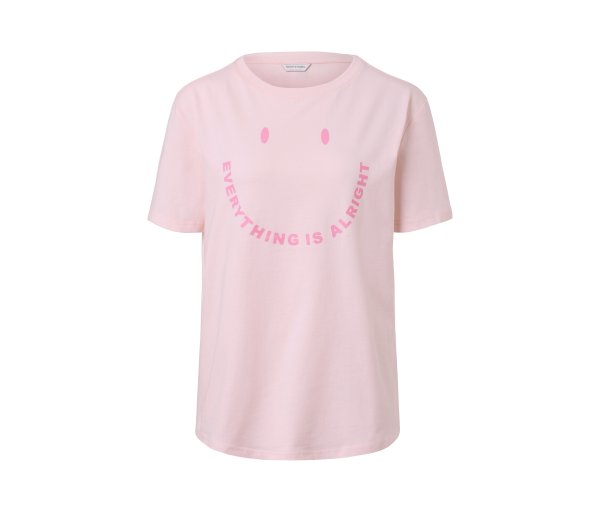 Tchibo - T-Shirt mit Statement-Print - Damen - Gr. S - rosa/print