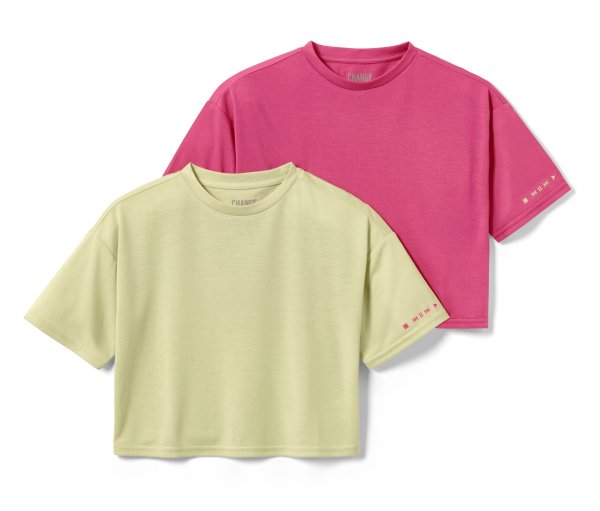 Tchibo - 2 Kinder-Sportshirts - Mädchen - Gr. 146/152 - hellgrün