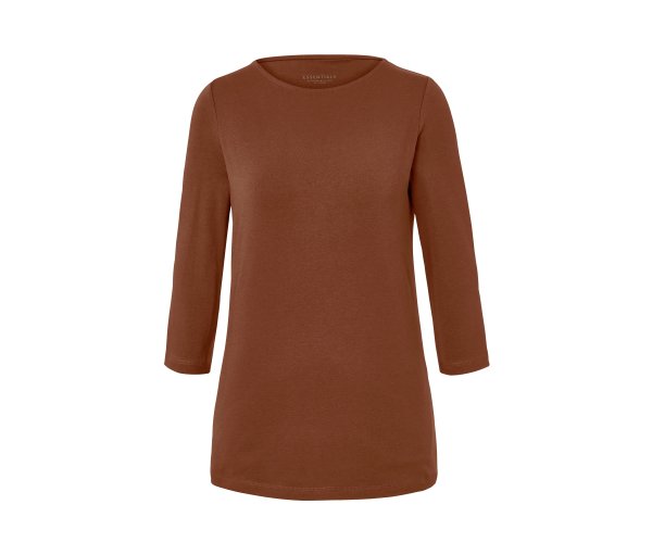 Tchibo - Shirt mit 3/4-Arm - Damen - Gr. S - cognac