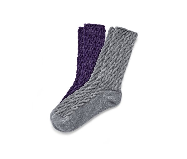 Tchibo - 2 Paar Kuschelsocken mit Zopfmuster - Damen - Gr. 35-38 - hellgrau