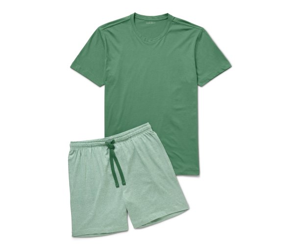 Tchibo - Shorty-Pyjama-Set - Herren - Gr. XL - olivgrün/gestreift