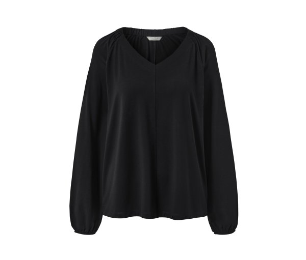 Tchibo - Blusenshirt mit Raffung - Damen - Gr. S - schwarz