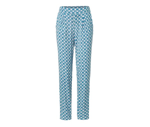 Tchibo - Jerseyhose mit Alloverprint - Damen - Gr. L - weiß/print
