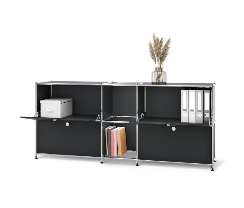 Tchibo - Sideboard Metall »Cn3« mit 4 Klappenfächern - 190x40x89,5cm - schwarz - Stahl / Aluminium / Kunststoff